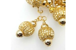 FEATHERS CREATION LTD Feathers Creation 4 Pc Indian Tassel Cut dana Ball for Edging, Blouse, Lehenga, Wedding Metallic (Gold)