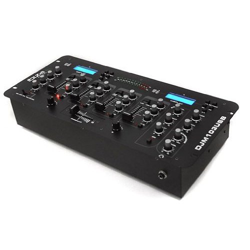 Preisvergleich Produktbild Ibiza 4-Kanal Mischpult DJ Mixer 2x USB Echo-Effekt