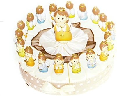 Bomboniere 18 Cake Slice of Cake with Angels Resin Full of white confetti Crispus Chocolate