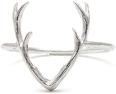 LifeJoy Antler Rings for Women Simple Alloy Cute Horn Midi Ring Wedding ring in Silver