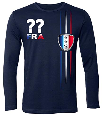 Frankreich Wunsch Zahl ohne Name France Fan t Shirt Artikel 6101 Fuss Ball Langarm Longsleeve EM 2020 WM 2022 Trikot Look Jersey Männer Herren S