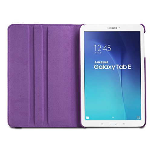 Infiland Samsung Galaxy Tab E 9.6 Hülle Case – PU Ledertasche lederhülle 360° Drehbarer Stand Cover Case Schutzhülle Tasche Etui für Samsung Galaxy Tab E T560N / T561N 24,3 cm (9,6 Zoll) Tablet-PC(Lila) - 9