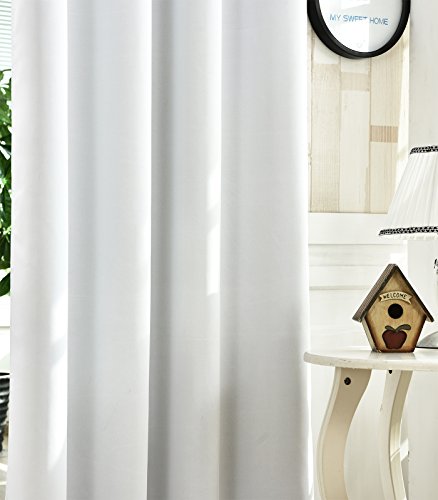 WOLTU® #488-2 2 x Gardine Vorhang blickdicht mit Ösen , 2er Set Verdunkelungsvorhang Verdunkelungsgardine , leicht schwere Vorhang Ösenschal , 135×225 cm , Weiß - 3
