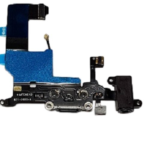 SMARTEX Conector de Carga de Repuesto Compatible con iPhone 5 5G Negro     Dock de repeusto con Cable Flex  Altavoz  Antena  Micr  fono y Conexi  n Bot  n de Inicio 