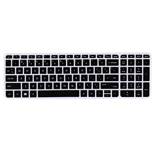 Saco Chiclet Keyboard Skin for HP 15-AY011TX 15.6-inch Laptop (Core i5-6200U/4GB/1TB/Windows 10 Home/2GB Graphics), Turbo Silver – Black with Clear