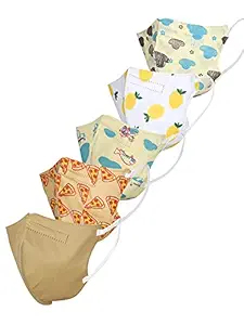 hobf Kids N95 with Nosepin - 5 Layers masks in assorted colours ideal for Boys & Girls. (L. Brown,Pr. yellow - Plain,Pr. yellow - sky,Pr. white,Pr. Brown.)