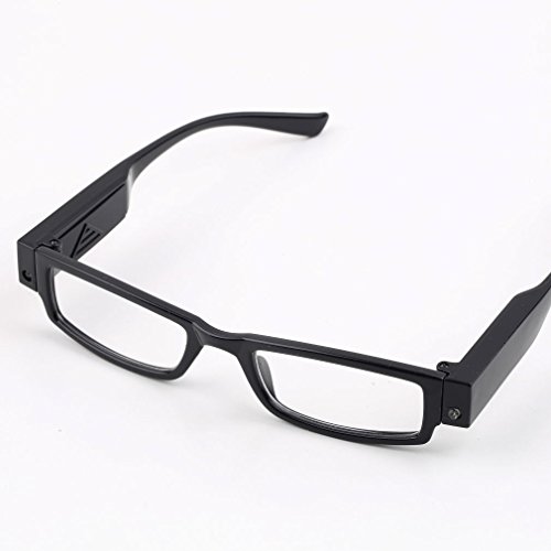 ZJstyle® Super Bright Two Color LED Reading Glasses Handsfree Finger Touch Switch On/Off LED Light Presbyopia Reading Eyeglasses Great to be Use in Car, Bed, Aeroplane, Camping or Where Light are Too Dark to Reading (Strength:+1.5)