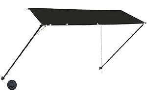 Tidyard Retractable Awning with Solar Lights | Garden Sun Shade Canopy | Terrace Balcony Shelter Awning |300x150 cm Anthracite