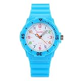 BesWLZ Kinder und Jugendliche Uhr Analog Quarz Wasserdicht mit Plastik Armband Blau