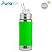 Produktbild Pura Kiki Trinkflasche 325ml - Strohhalm Aufsatz (inkl. Schutzkappe) Pura Farbe/Design Blank + Grüner Überzug