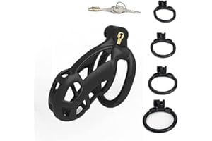 SeLgurFos Cobra-V1 cinturón de castidad jaula de pene con 4 anillos de pene para hombres - anillo de pene jaula de pene bondage fetiche juguetes sexuales (short)