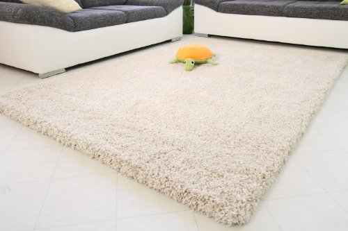 Shaggy Teppich Hochflor Langflor Funny XXL Top Qualität Super Dick und Weich Uni beige, Größe: 140x200 cm