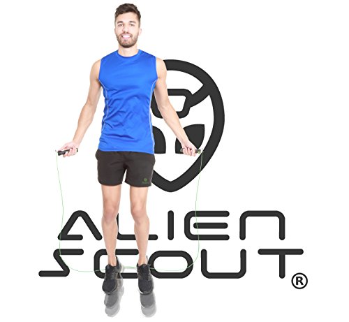 Springseil Speed Rope von Alien Scout – Modernes, professionelles, einstellbares Hochgeschwindigkeits-Springseil – Kugellager und Anti-Rutsch-Griffe – Sport- und Workout-Ausrüstung für Boxen, CrossFit, MMA und Fitness-Training – mit Extra-Seil und Tragetasche mit Kordelzug - 6