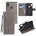 Produktbild Shinyzone Xiaomi Redmi Note 6/Note 6 Pro Brieftasche Leder Flip Hülle,Premium PU Geprägte Eule Baum [Grau],Magnetverschluss Standfunktion Schutzhülle mit Kartenfach und Handschlaufe