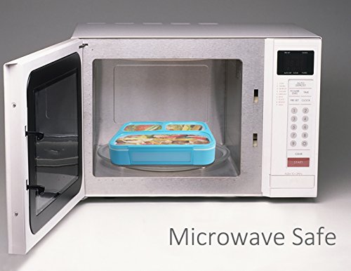 AckMond Mittagessen Bento Box, Mikrowelle und Spülmaschinenfest Lunch Box mit 3 Separate Dichtungs-Behälter (2 Stück) - 6