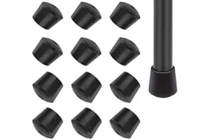 CIRCE-EU 12 Pieces Rubber Chair Leg Caps, Chair Caps, Chair Tips, 1 inch Chair Caps Legs for Indoor Home Outdoor Patio Garden Office Round Chair Leg, Black