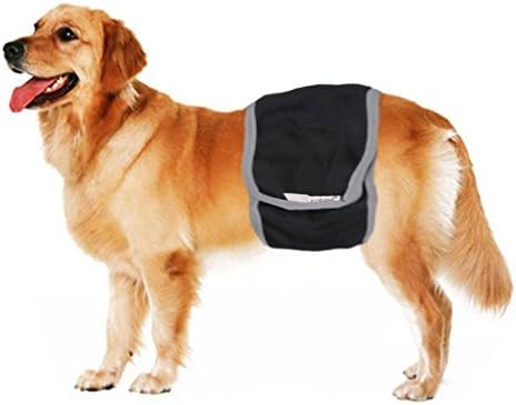 Septven Male Dog Cosy Breathable Sanitary Physiological Pants Washable Dog Diapers (L, Black)
