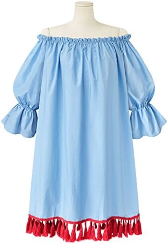 GDS Plus size ladies necked tassel dress relaxed a character jumpsuit with trumpet sleeves skirt , l