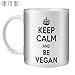 Produktbild STUFF4 Tee/Kaffee Becher 350ml/Vegan/Schwarz Text/Keep Calm Be.../Weißkeramik/ST10