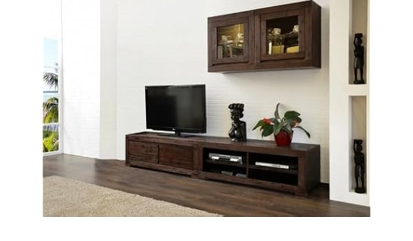 Wohnwand Tecky 4 Teilig Massiv Holz Moebel Akazie Schrankwand Anbauwand Kolonial Amazon De Kuche Haushalt