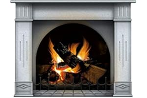 lepni.me Vinyl Fireplace Wall Sticker - Wallpaper Graphic Decoration for Bedroom or Living Room in Your Apartment or House - Livens Up a Workplace or Home and It Feels Warmer Than It is , Medium, Ivory
