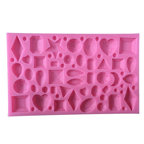 MOLLYSKY Verschiedene Formen von Diamanten Silikon-Fondant-Form-Kuchen Zuckerfertigkeit Werkzeuge,Rosa - 2