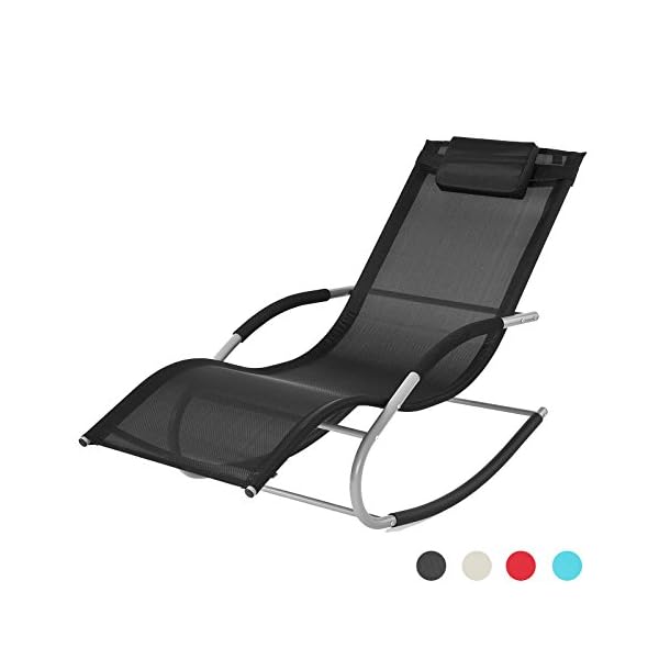 SoBuy OGS28-SCH, Outdoor Garden Rocking Chair Relaxing Chair Sun Lounger Side Bag, Black