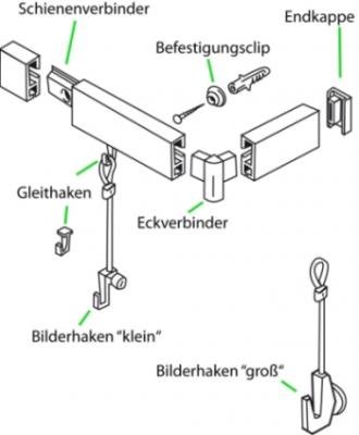 10 Gleithaken für Bilderschienen, weiß - 3