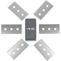 vinel® - Ersatzklingen Ceranfeldschaber (Doppelseitig, 6 Stück, Edelstahl Klingen) Klinge Rostfrei, Ersatzklinge für…
