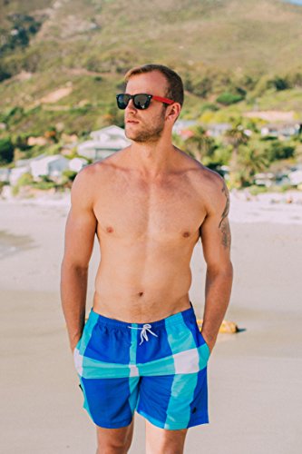GUGGEN MOUNTAIN Herren Badeshorts Beachshorts Boardshorts Badehose kariert *High Quality Print* - 2
