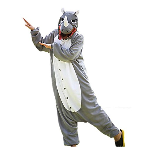 wotogold Men's 1 Tier 1 Rhinoceros Pyjamas Cosplay Kostüme 1 Small Grau