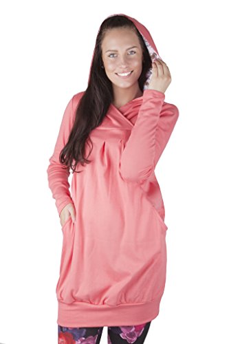 Mija - 2 in 1 Maternity & Nursing breastfeeding warm Hoodie Top Pullover 7102A (S / M, Apricot)