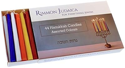 Rimmon Judaica 44 Bougies Colorées de Hanouka - Assez pour Tous Les 8 Nuits - Taille Standard pour la Plupart des Menorahs