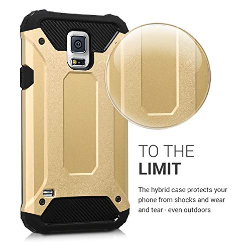 kwmobile Funda para Samsung Galaxy S5   S5 Neo - Carcasa  h  brida  de  TPU  con dise  o Transformer en  Dorado Negro 