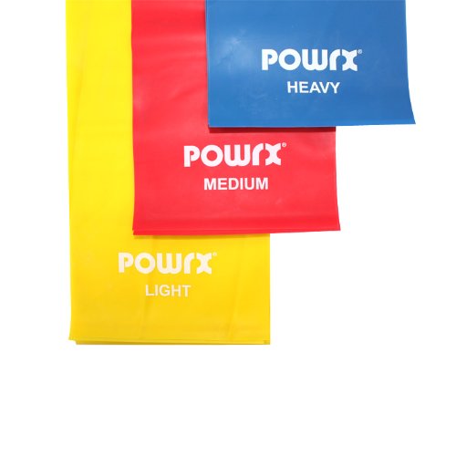 POWRX Fitnessbänder 3er SET inkl. praktischer Aufbewahrungsbox / 1,5 m (Leicht, Mittel, Stark) aus Latex / Gymnastik-Bänder für Yoga, Pilates, Reha und Physio | Resistance-/Widerstands-/Übungs-Band - 2