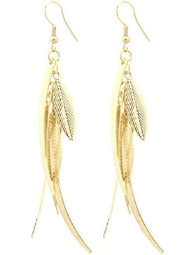 2LIVEfor Statement Ohrringe lang hängend Blätter Tropfen Blatt Ohrringe Bohemian Ohrhänger Ornamente Boho Blätter...