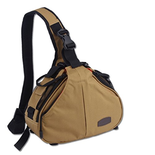 Caden K1 - Mochila bandolera impermeable para cámaras réflex digitales Canon y Nikon, diseño triangular, Amarillo