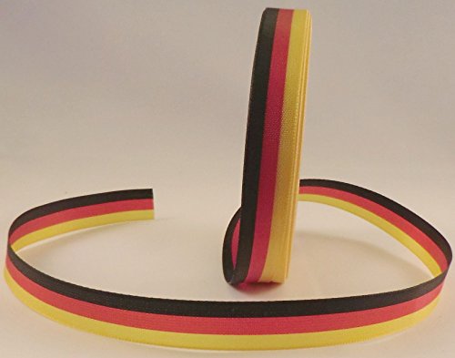 SCHLEIFENBAND 25m x 15mm Ordensband Fanband SCHWARZ ROT GOLD Dekoband DEUTSCHLAND - 2