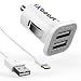 Produktbild iXboost iX-US 2 in 1 Set für iPhone 7 + iPhone 6 USB Ladekabel + 3.1A Mini Dual Handy Auto Ladegerät Zigarettenanzünder Adapter Weiß