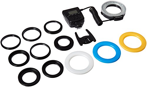Anneau lumineux et flash macro avec 48  LED de Polaroid qui inclut 4  diffuseurs  Transparent  Warming orange  bleu  blanc  pour appareil photo SLR Canon  Nikon  Panasonic  Olympus et Pentax  s adapte    objectifs de 49  52  55  58  62  67  72  77  mm 