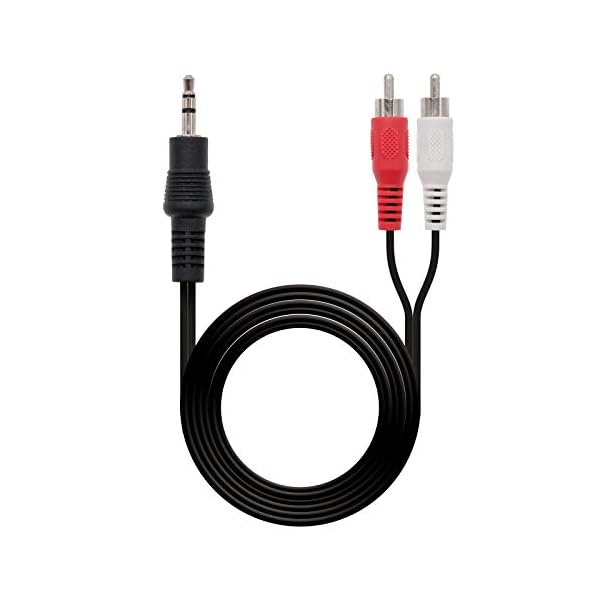 NanoCable 10.24.0301 - Cable audio estereo a 2 RCA, JACK 3.5/M-2xRCA/M, macho-macho, negro, 1.5mts