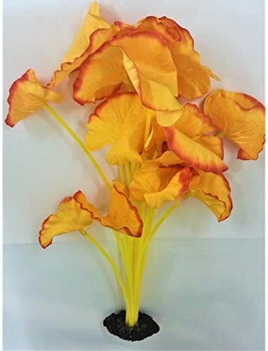 Aqua One Silk Plant Lotus Lily Large Orange Aquarium Fish Tank Plastic Plants