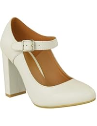 Mujer Bloque Alto Zapatos de Salón con Tacón Mary Jane Tiras Formal Oficina Talla