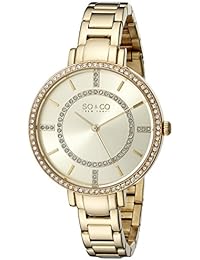 SO & CO New York 5066.3 - Reloj para mujeres, correa de acero inoxidable color dorado