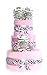3 Tier Girls print Zebra Stripes Themed Pink Nappy Cake Baby gift basket - FAST DELIVERY!