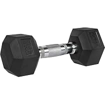 Haltère Hexagonal VirtuFit 7 Kg - Poignée Acier Chromé, Tête Fonte, Protection Caoutchouc