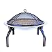 Produktbild CLGarden Feuerschale mit Grill aus Edelstahl für Garten aussen mit Funkenschutzgitter Grillrost Feuerstelle Grillfunktion Schürhaken
