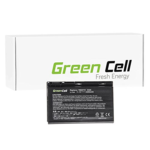 Green Cell® Standard Serie GRAPE32 Laptop Akku für Acer Extensa 5100 5210 5220 5230 5230E 5320 5420 5610 5620 5620G 5620Z 5630 5630EZ 5630G 5630Z 7220 7620 (6 Zellen 4400mAh 11.1V Schwarz)
