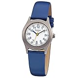 Regent Kinder-Armbanduhr Elegant Analog Leder-Armband blau Quarz-Uhr Ziffernblatt weiß URF947