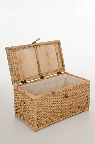 VIVANNO Elegante Truhe Wäschetruhe aus Wasserhyazinthe „Lea“, Natur,84cm - 2